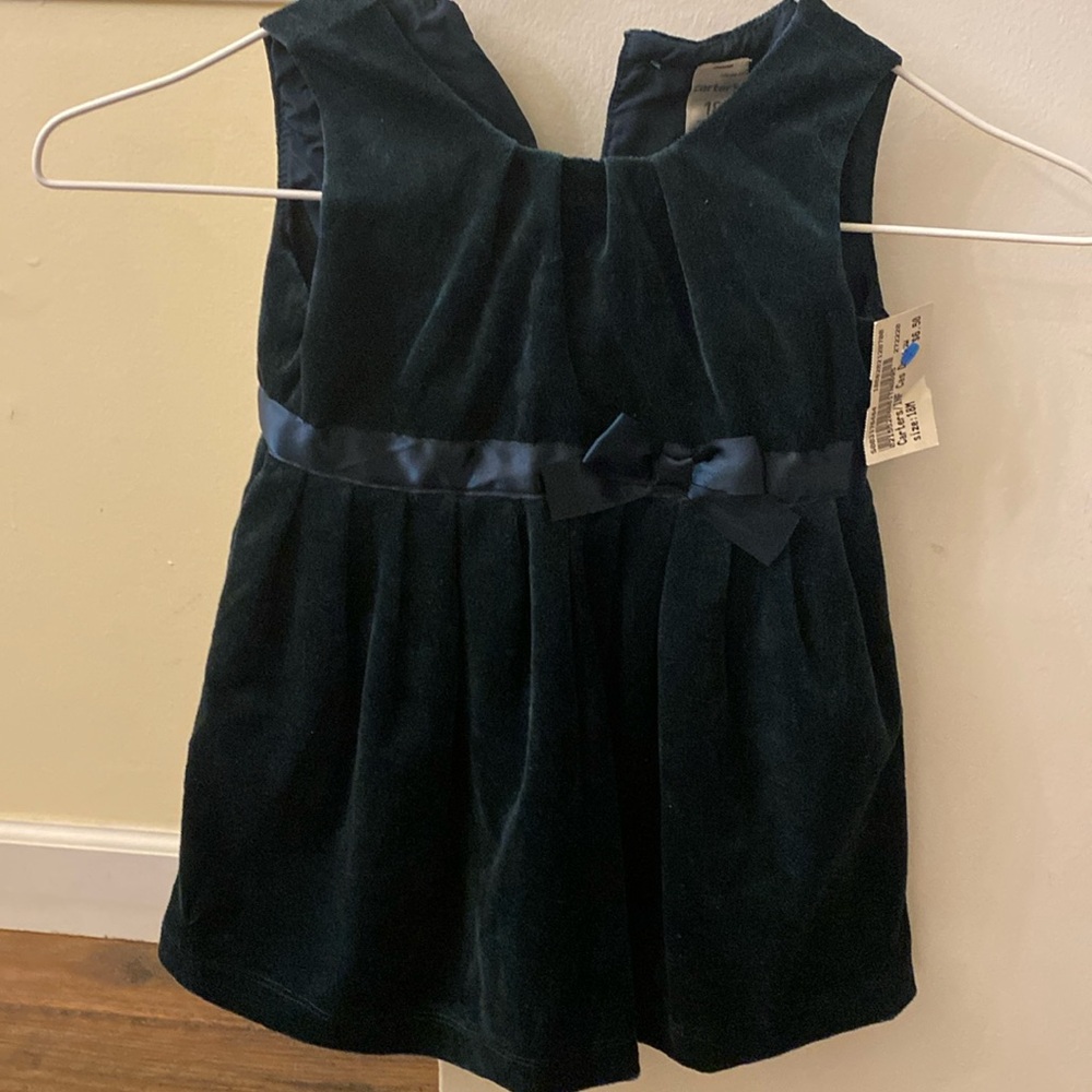 Girls size 18 months green velvet dress